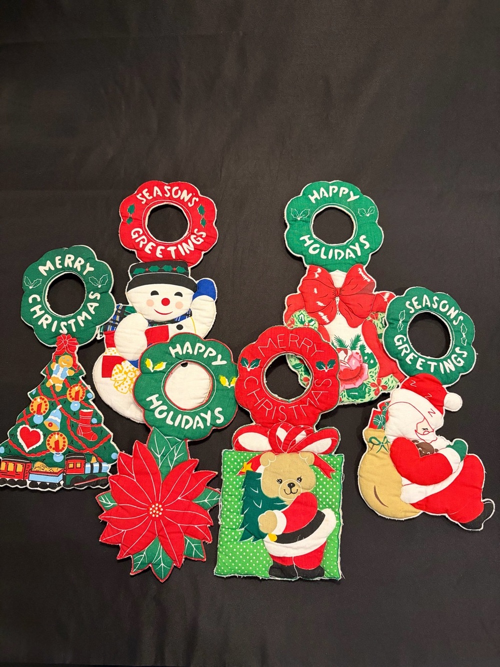 Vintage Holiday Fabric Doorknob Hanger - Set of 6 - 100% Cotton
